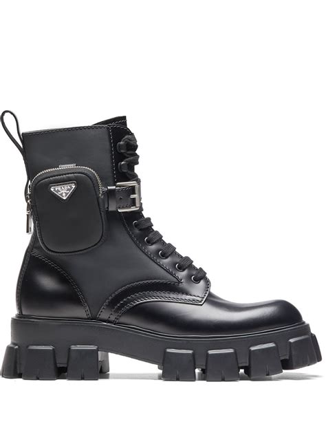 prada pochette boots|Prada ankle pouch combat boots.